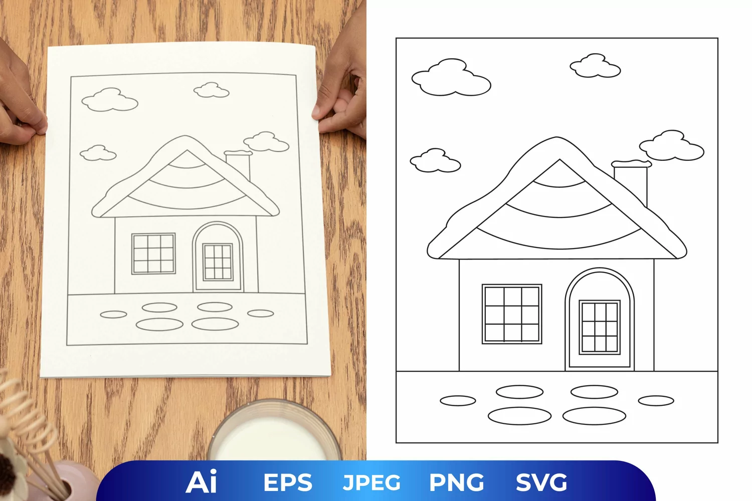 Winter House Coloring Page product image 1
