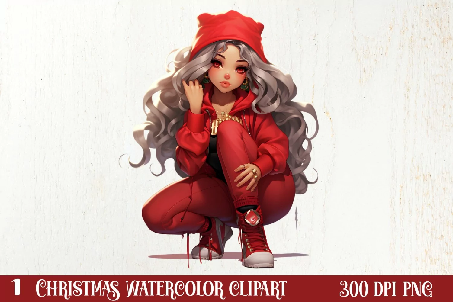 Cute Christmas Little Girl Sublimation Clipart product image 1