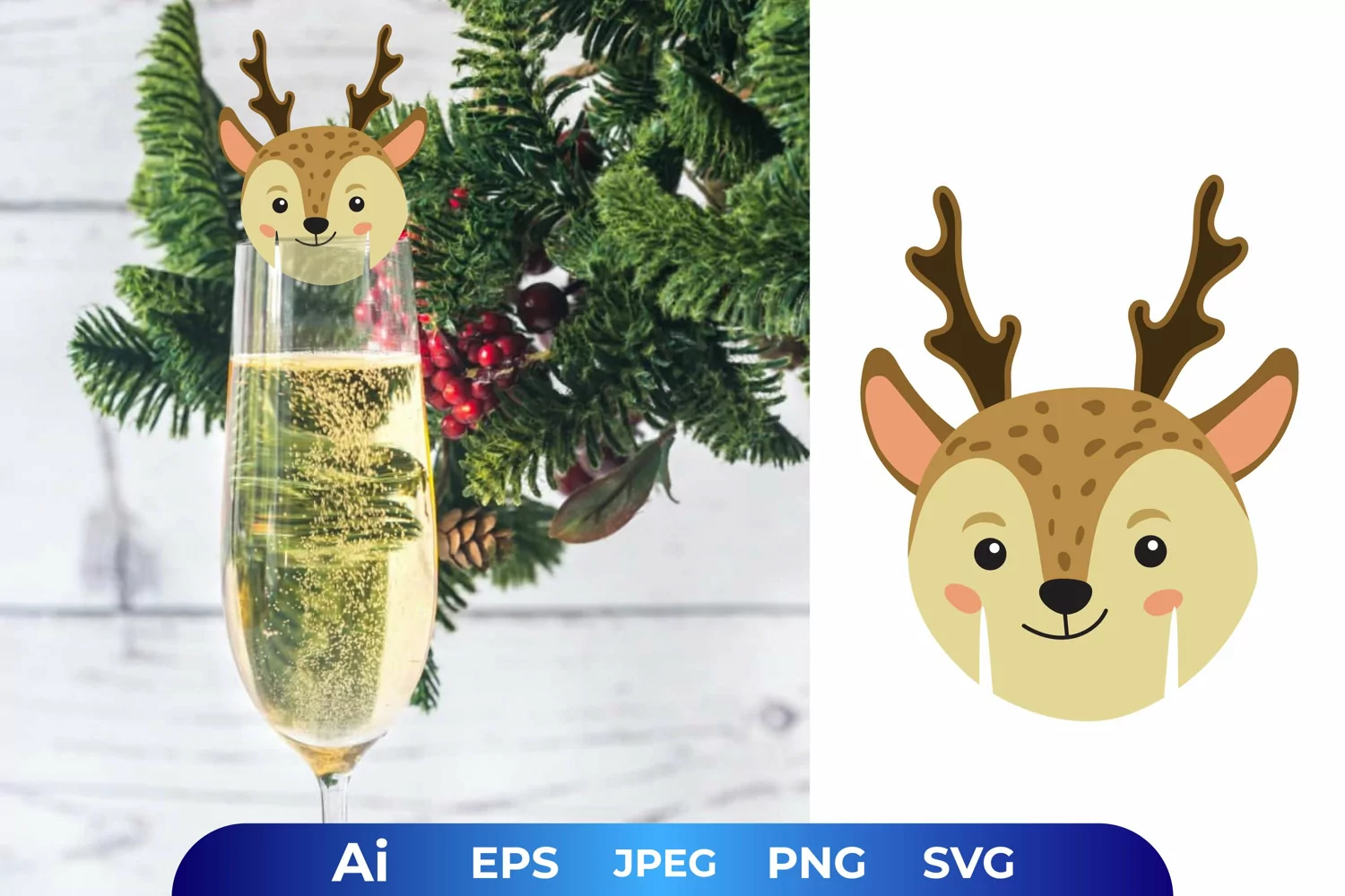 Cute Smiling Deer Head Glass Decoration product image 1
