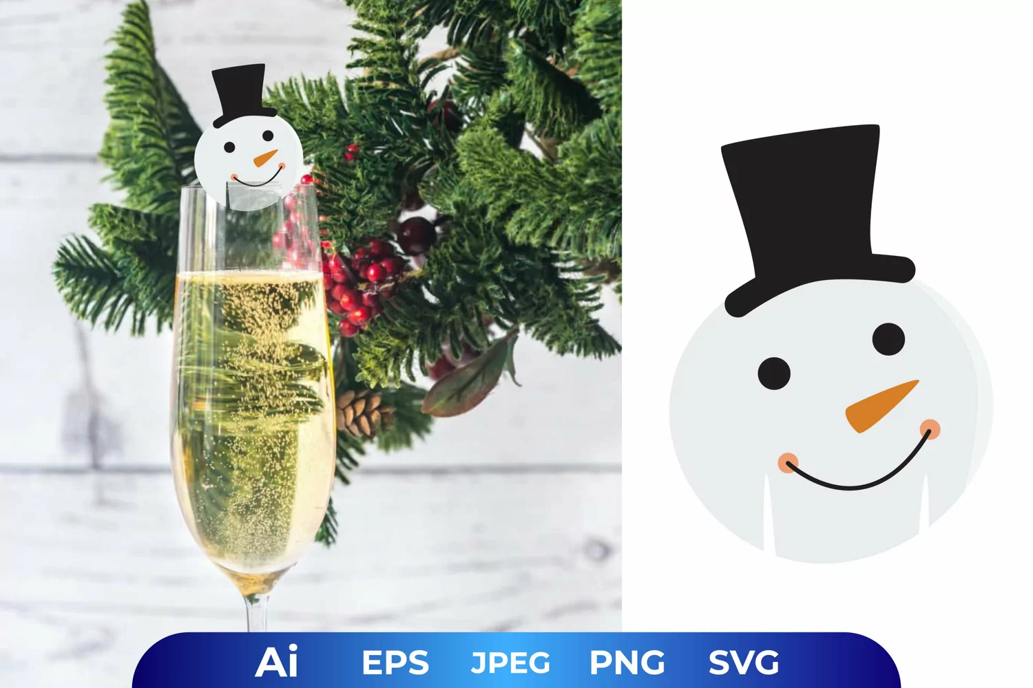 Cute Snowman Head Glass Decoration product image 1
