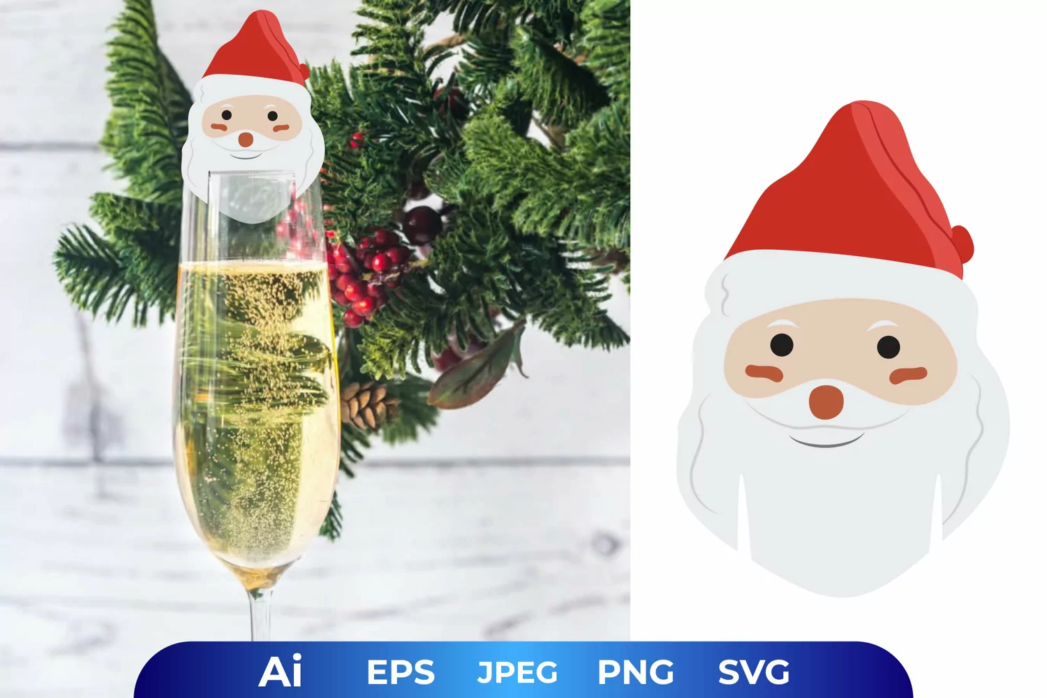 Cute Smiling Santa Head Glass Decoration product image 1