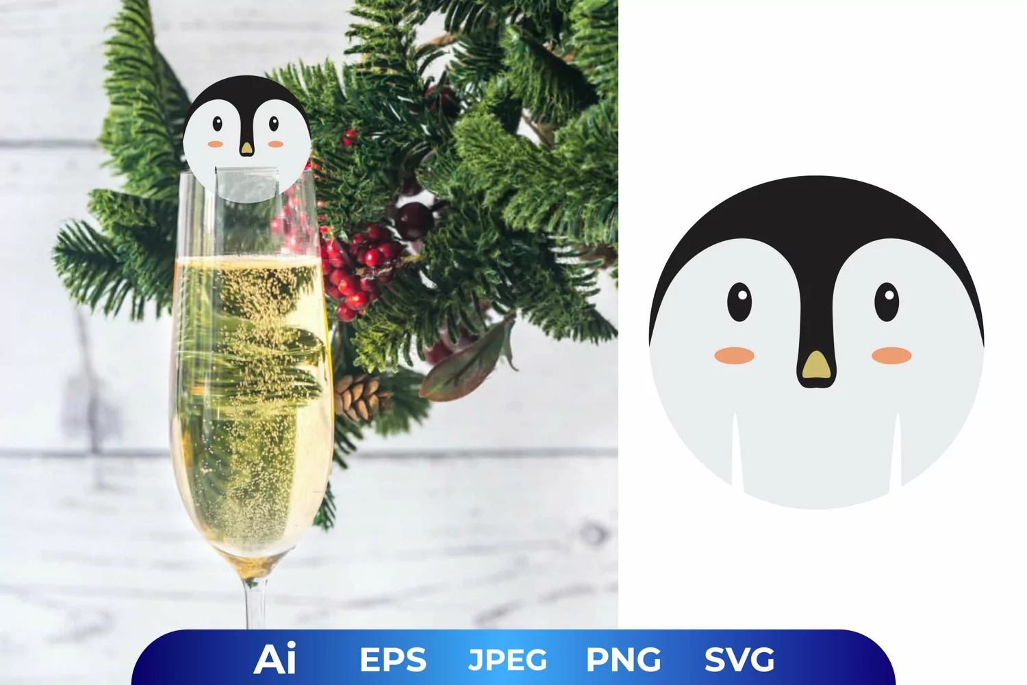 Cute Penguin Head Glass Decoration product image 1