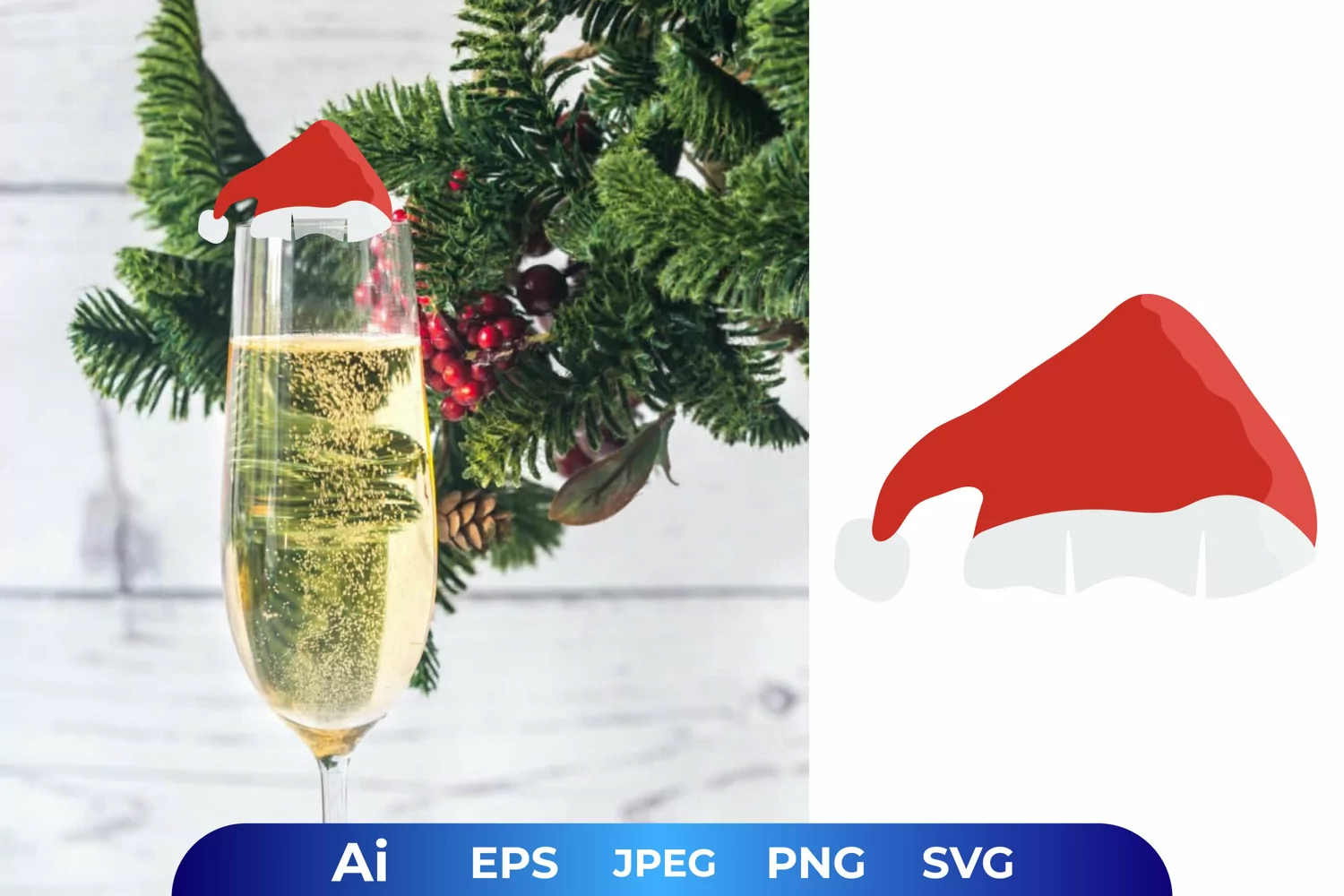 Santa Hat Glass Decoration product image 1