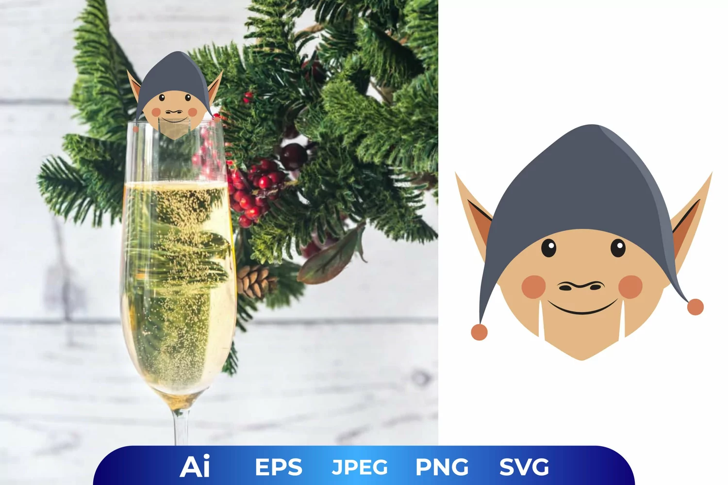 Cute Smiling Elf Head Glass Decoration product image 1