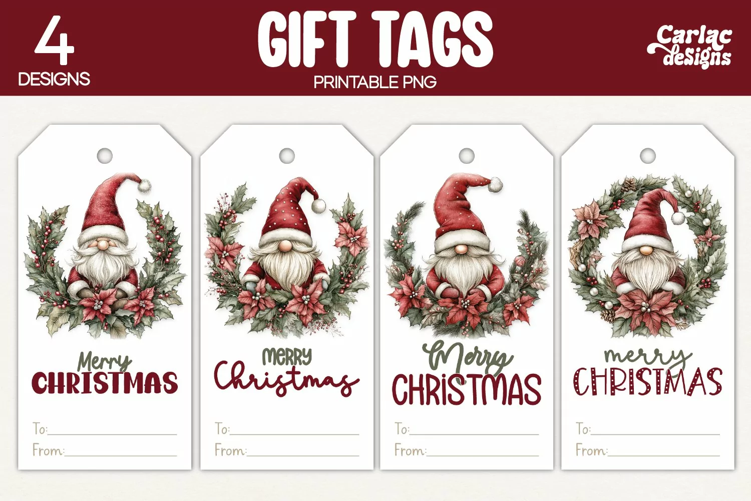 christmas gnome gift tags