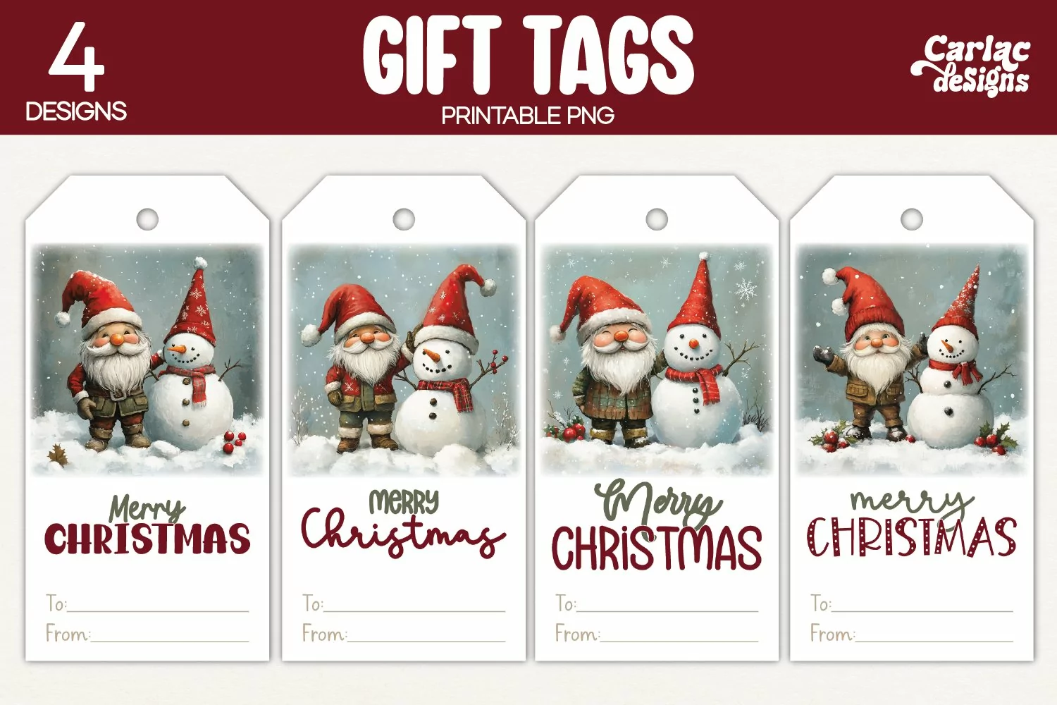 christmas gnome gift tags