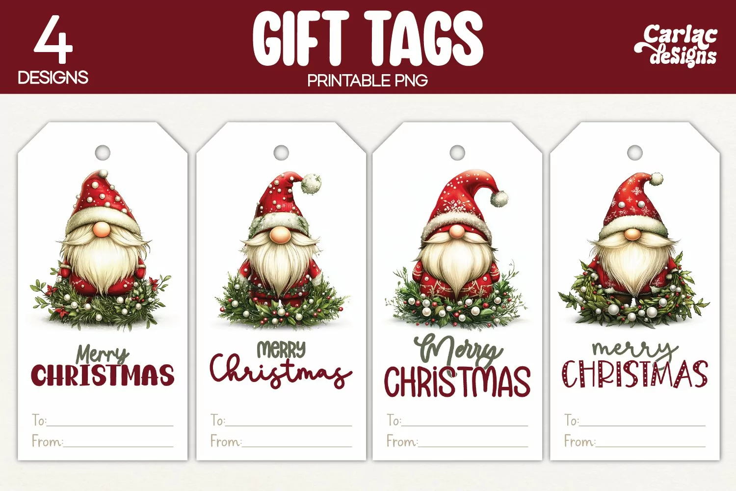 christmas gnome gift tags