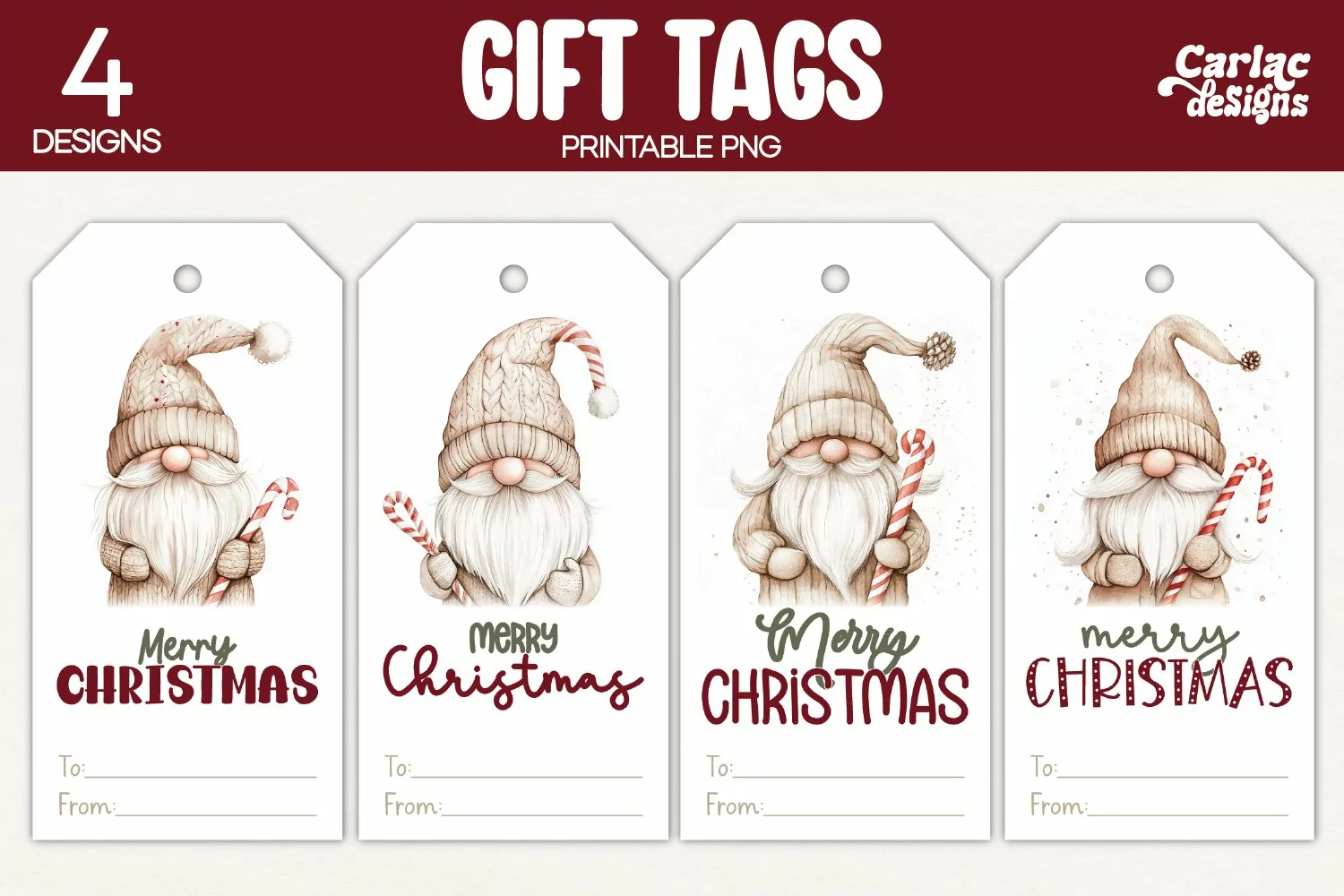 christmas gnome gift tags