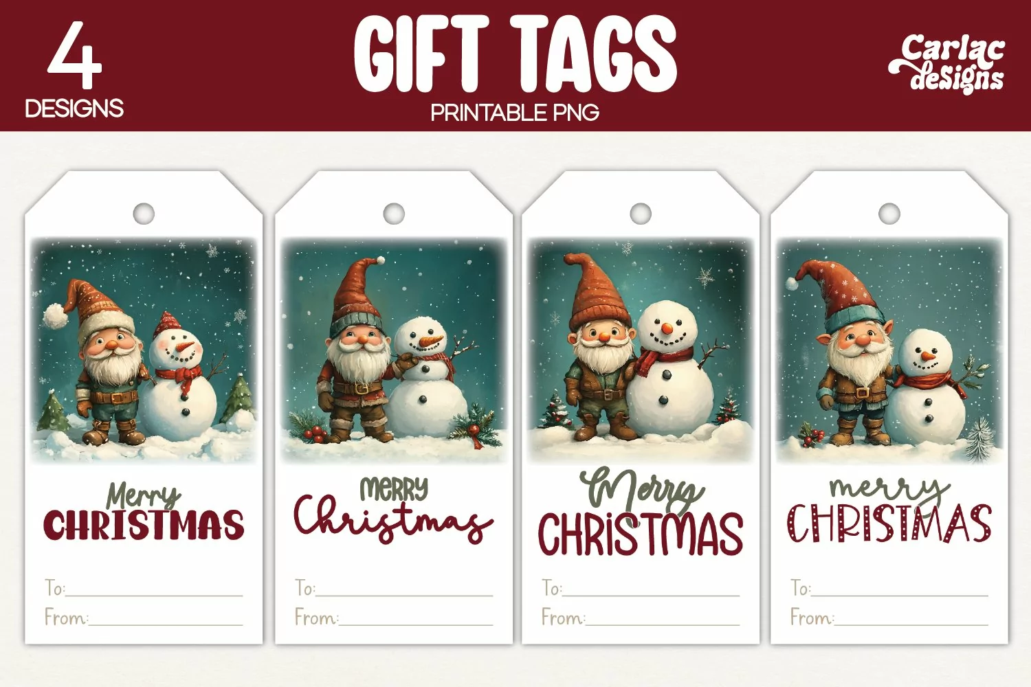 christmas gnome gift tags