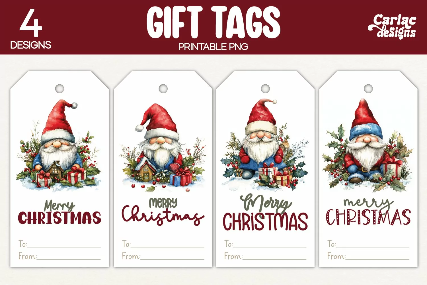 christmas gnome gift tags