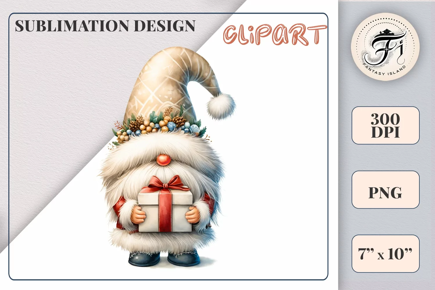 Add holiday magic to your winter projects with this Christmas gnome watercolor clipart! High-resolution PNG with transparent background, perfect for cards, decor, and scrapbooking.