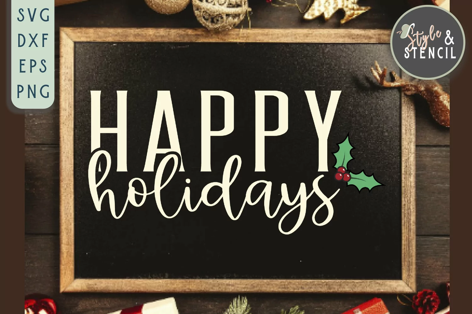 Happy Holidays SVG | Christmas | Holly product image 1
