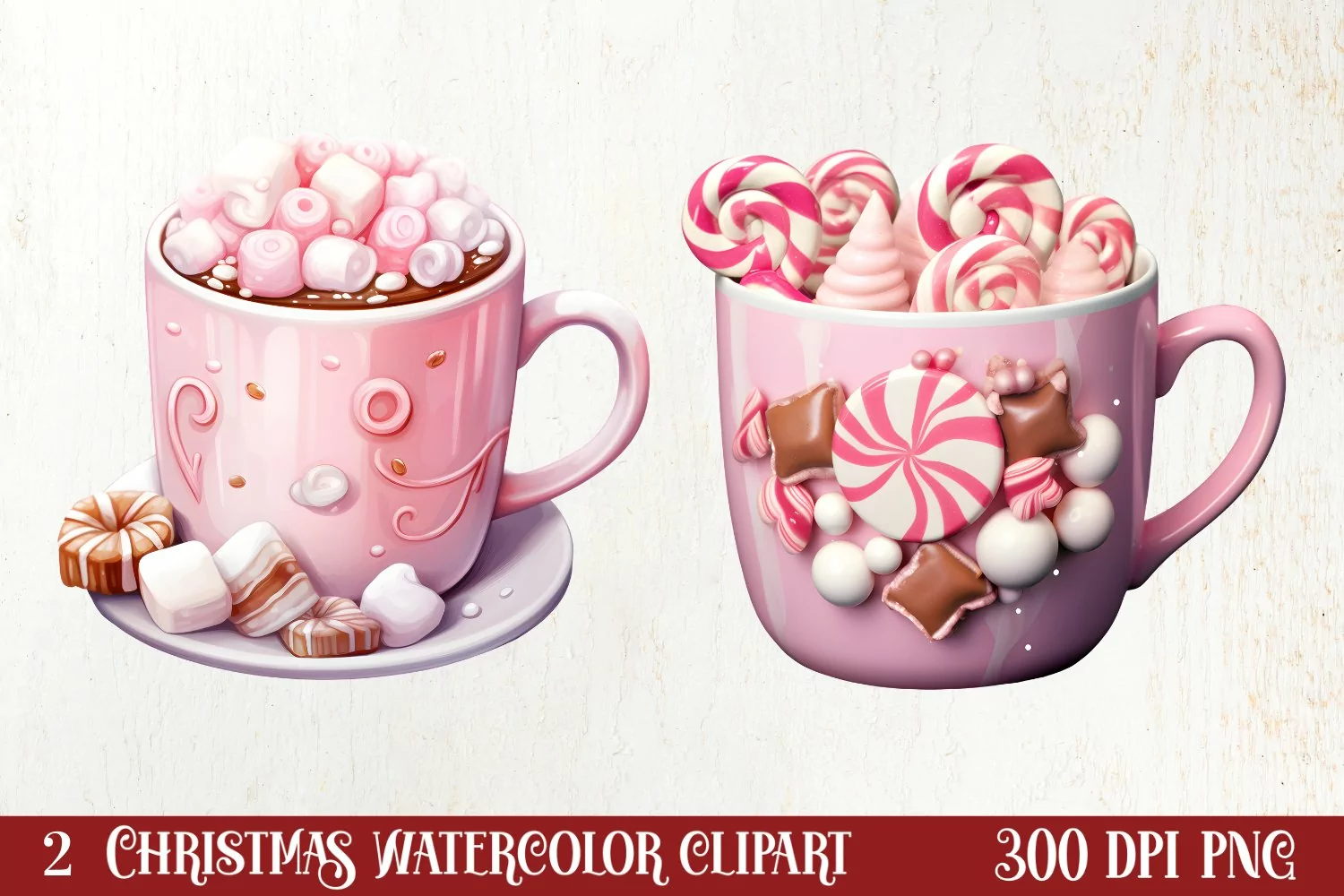 Christmas Hot Cocoa Sublimation Clipart, Christmas Clipart product image 1