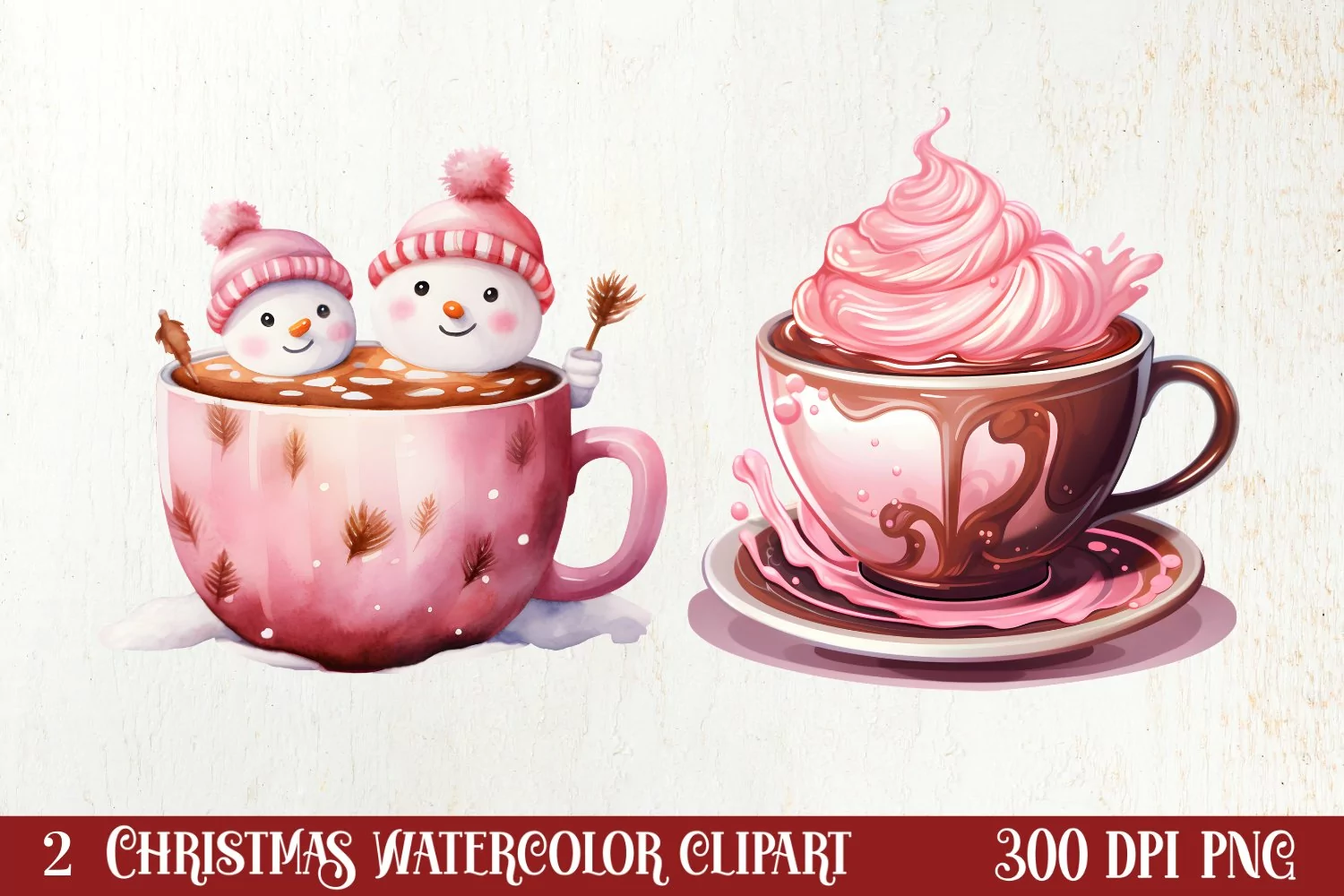 Christmas Hot Cocoa Sublimation Clipart, Christmas Clipart product image 1