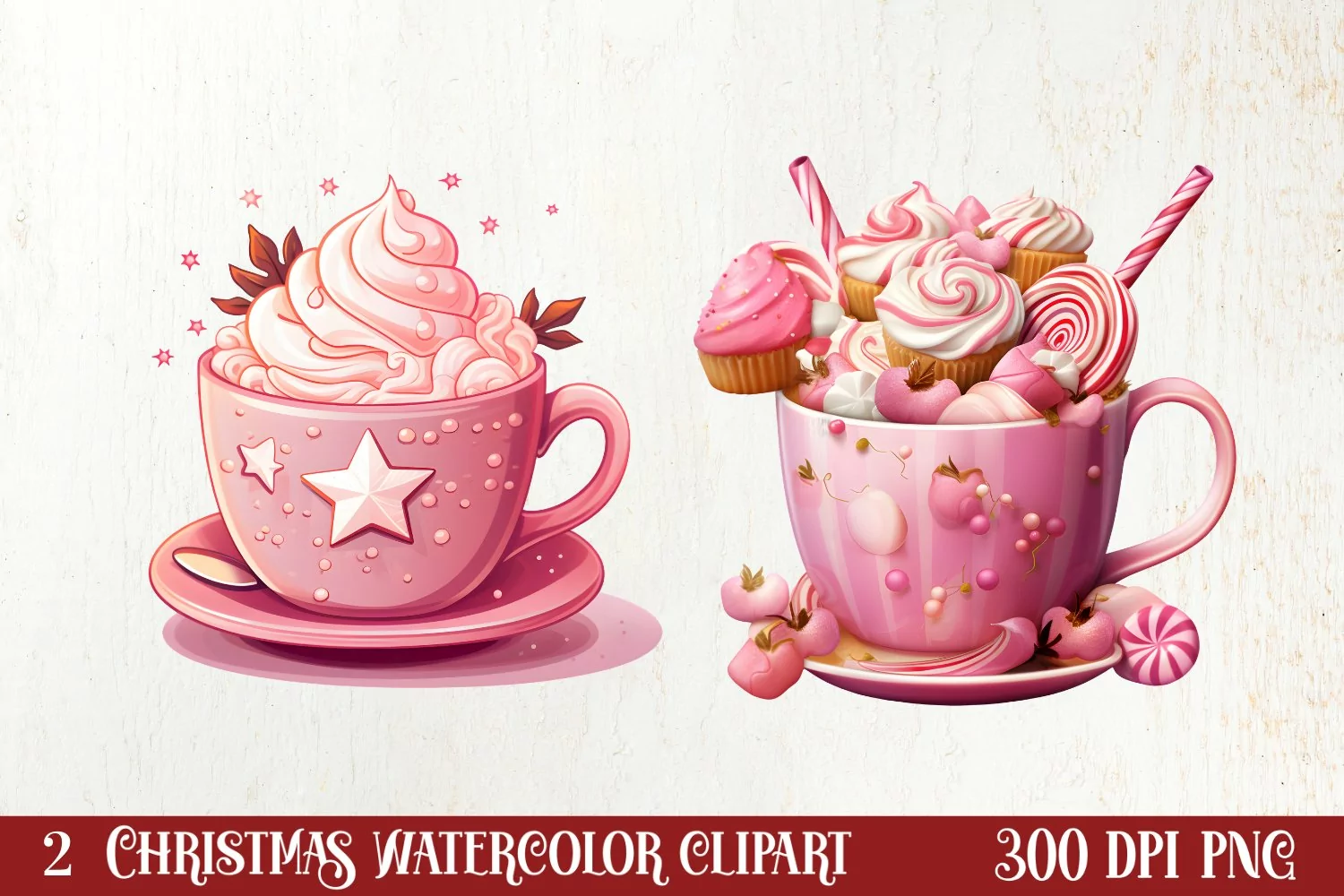 Christmas Hot Cocoa Sublimation Clipart, Christmas Clipart product image 1