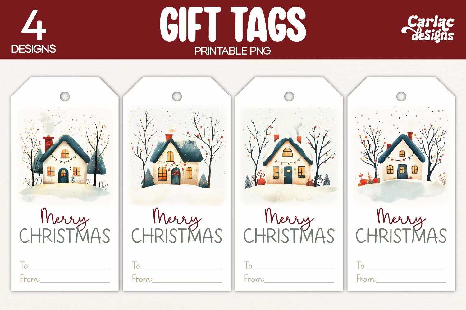 christmas house gift tags