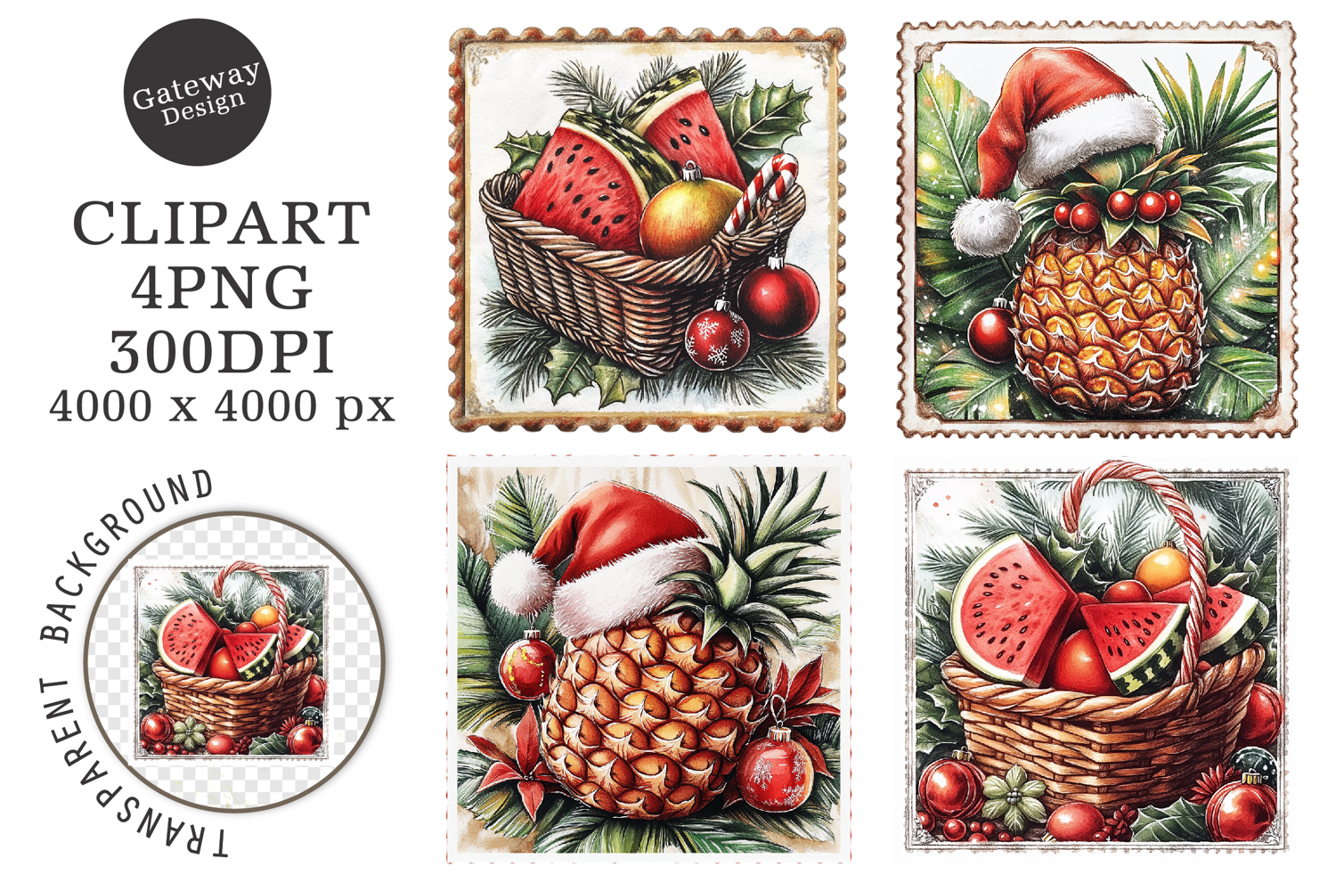 christmas in july postage stamps Clipart product image 1