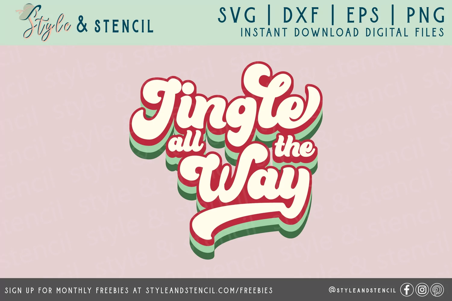 Jingle All the Way SVG | Christmas | Retro product image 1
