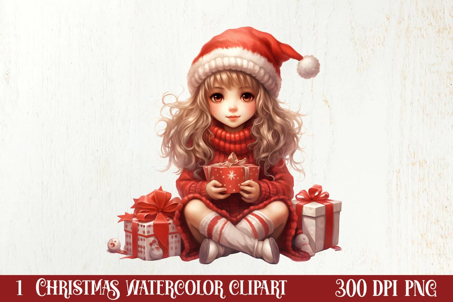 Christmas Knitting Clipart Sublimation, Christmas Clipart product image 1