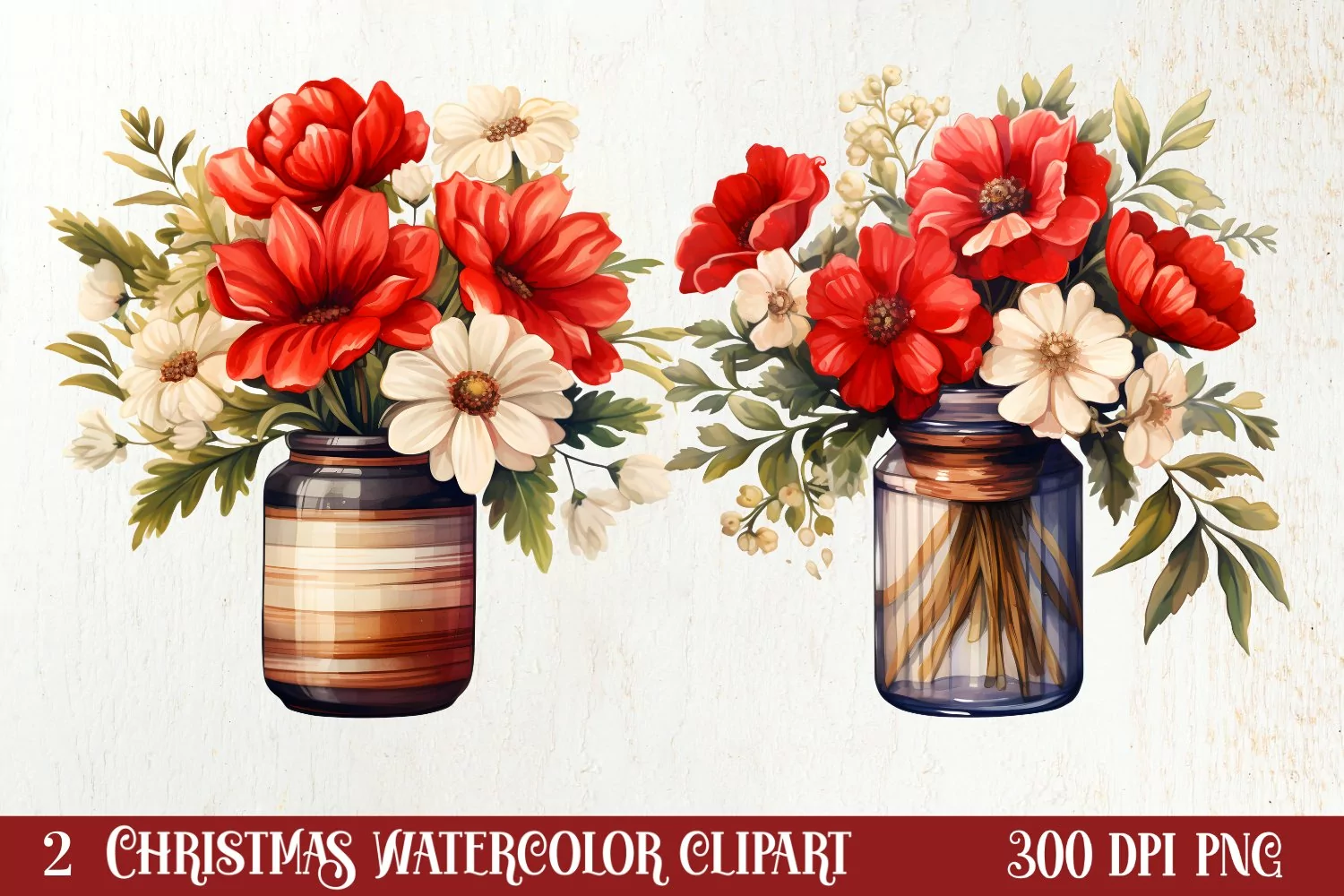 Christmas Mason Jar Sublimation Clipart, Christmas PNG product image 1