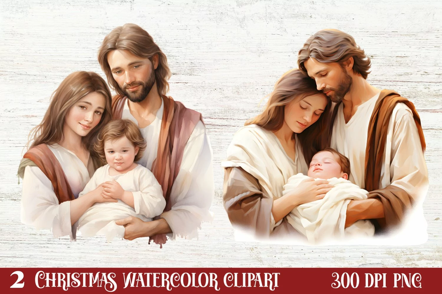 Christmas Nativity Watercolor Clipart, Christmas PNG product image 1