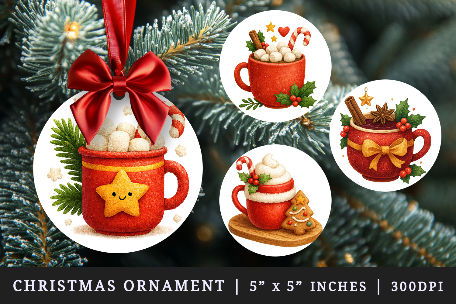 Christmas round ornaments sublimation design product image 1
