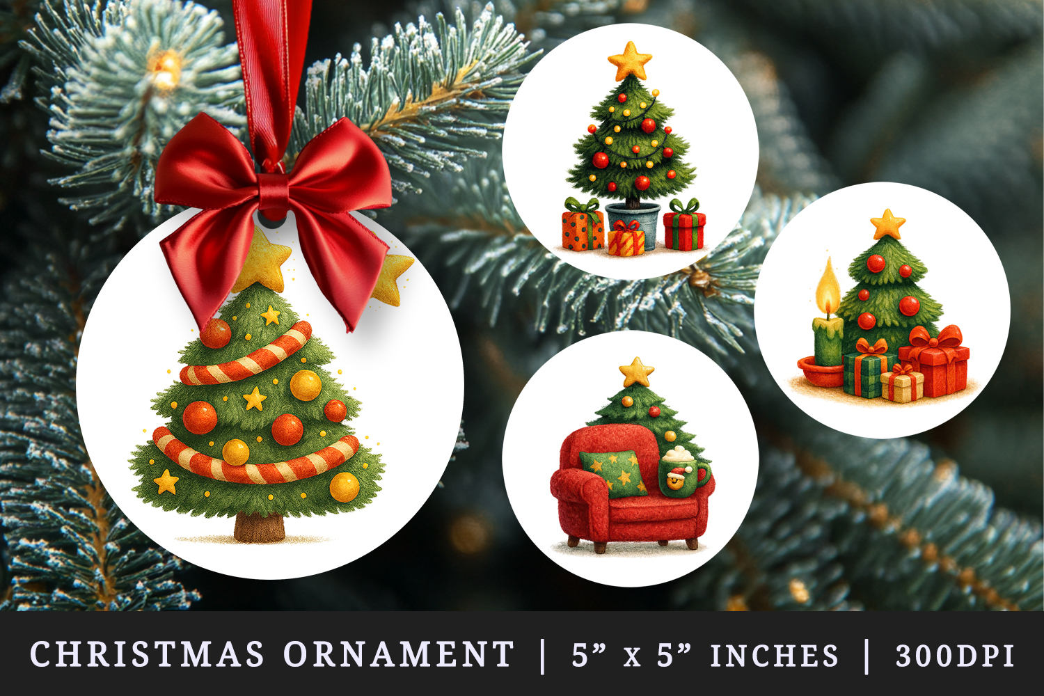 Christmas round ornaments sublimation design product image 1