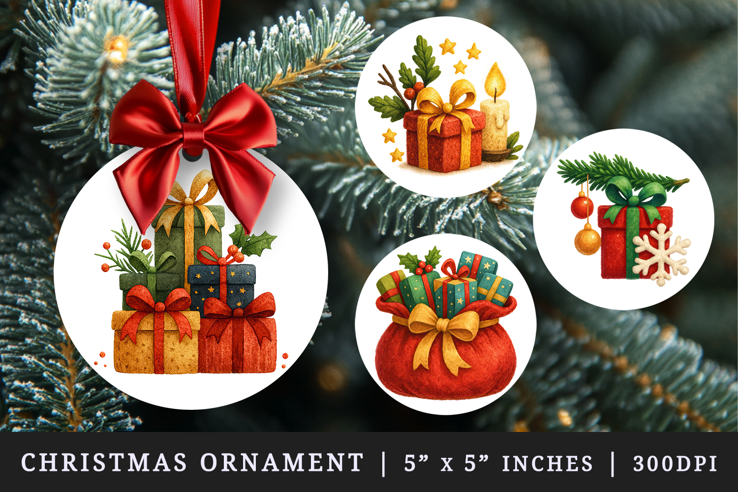 Christmas round ornaments sublimation design product image 1