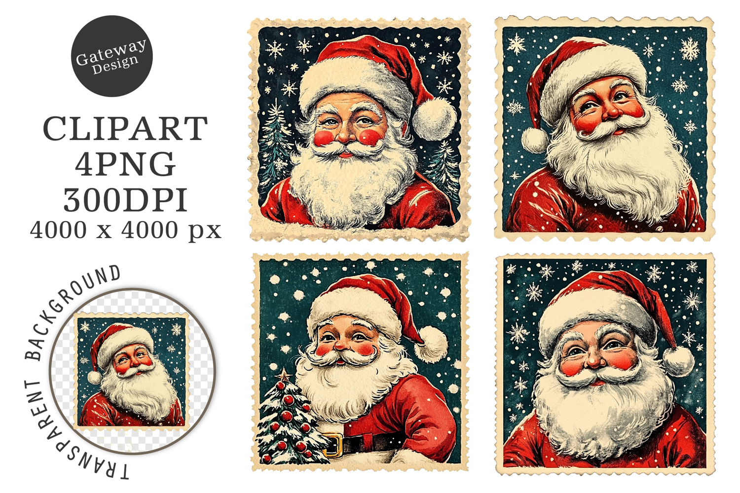 Christmas Postage Stamps Clipart product image 1
