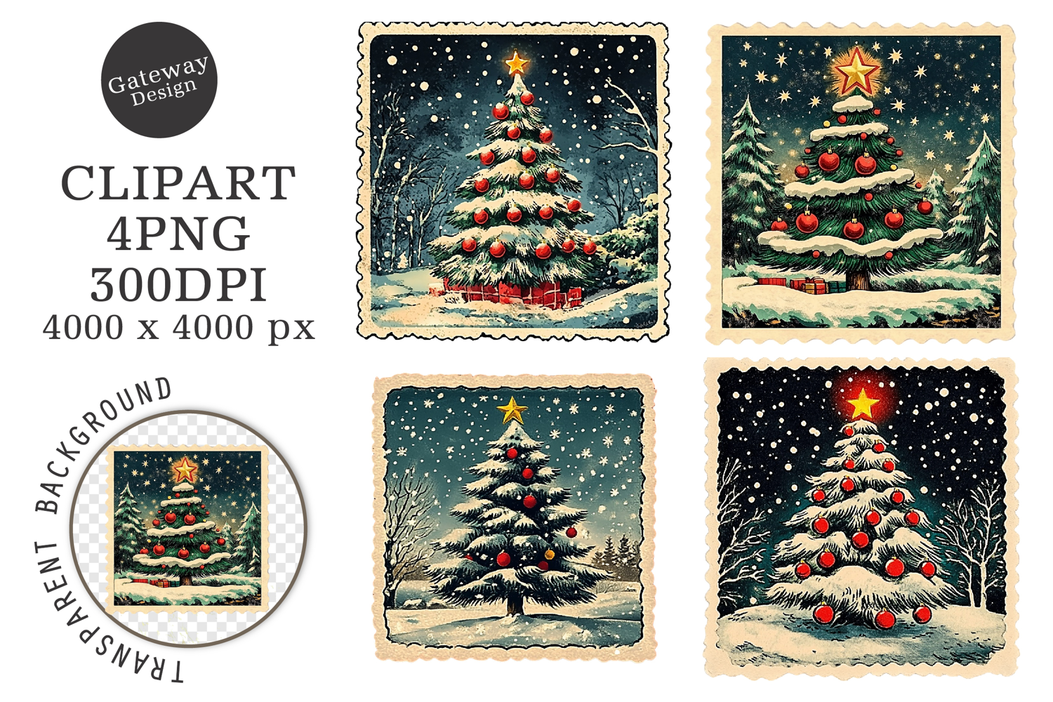 Christmas Postage Stamps Clipart product image 1