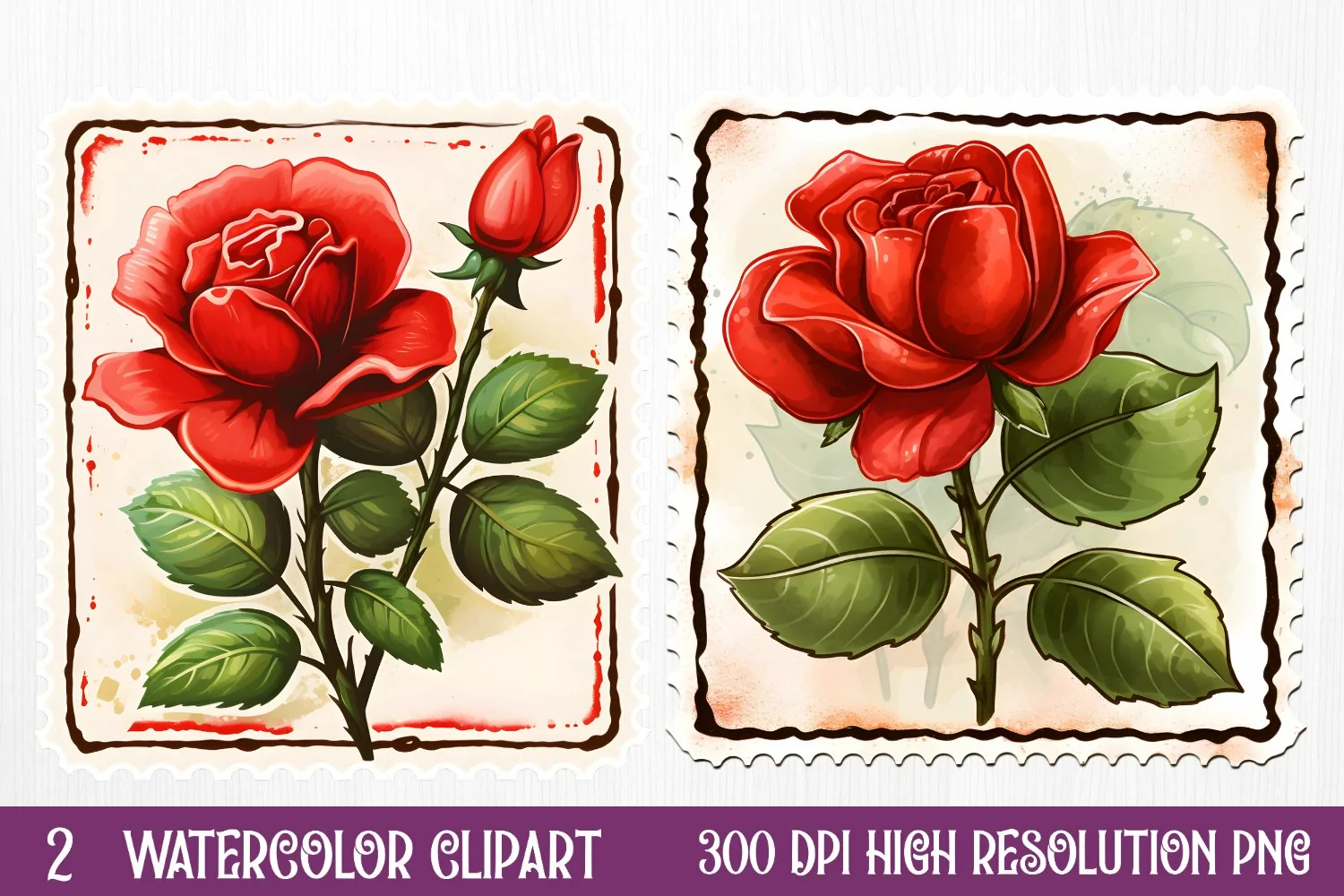 Christmas Postage Stamps Sublimation Clipart, product image 1