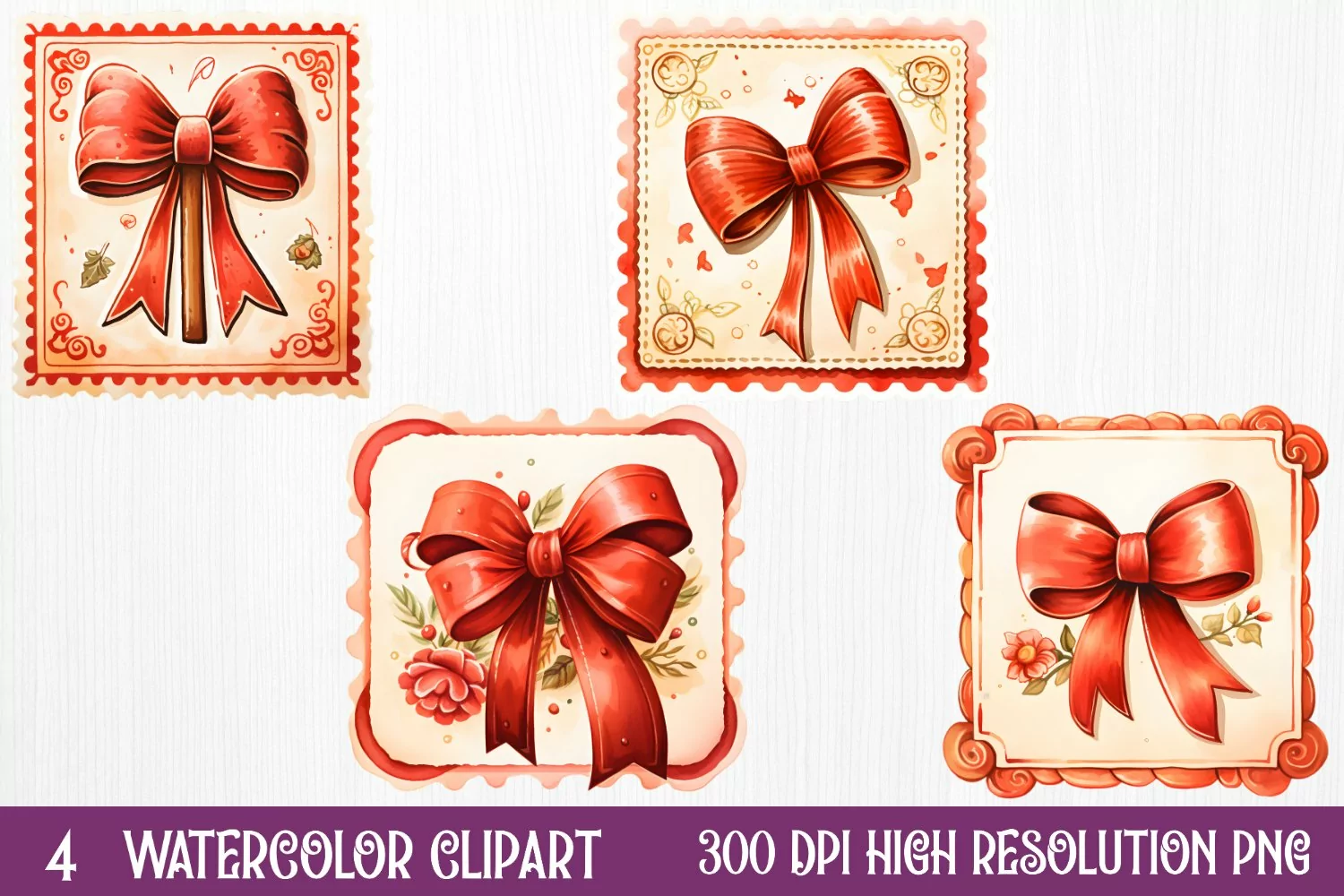Christmas Postage Stamps Sublimation Clipart, product image 1