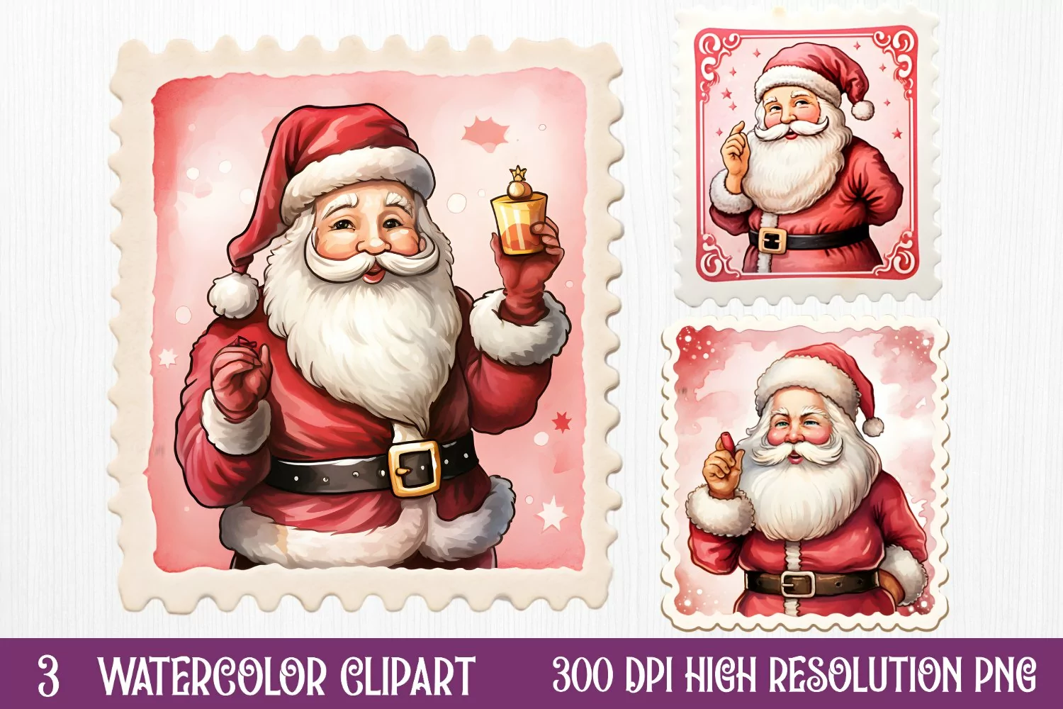Christmas Postage Stamps Sublimation Clipart, product image 1