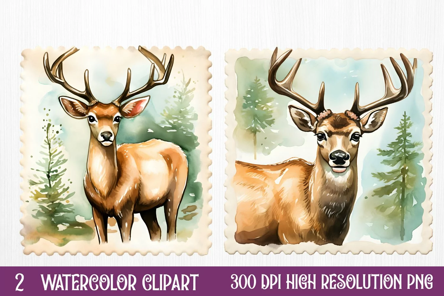 Christmas Postage Stamps Sublimation Clipart, product image 1