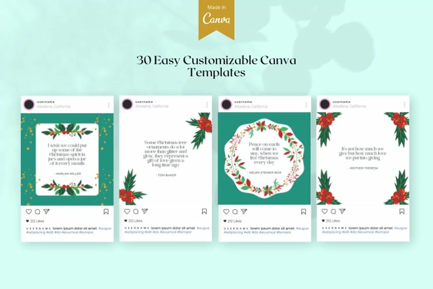 30 Christmas Holidays Quotes, Canva Templates product image 1