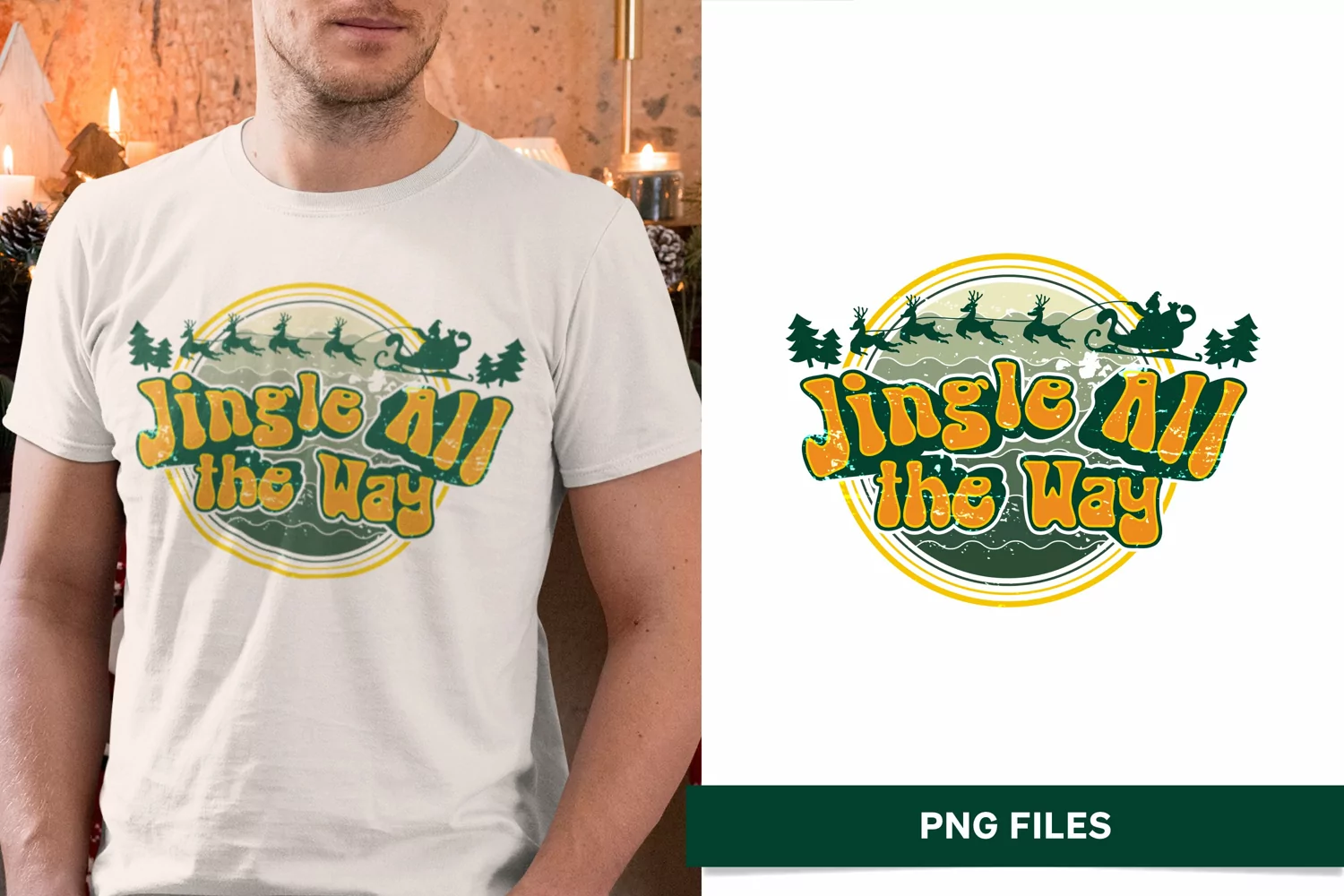 Jingle All the way, Retro Christmas Elements Sublimation product image 1