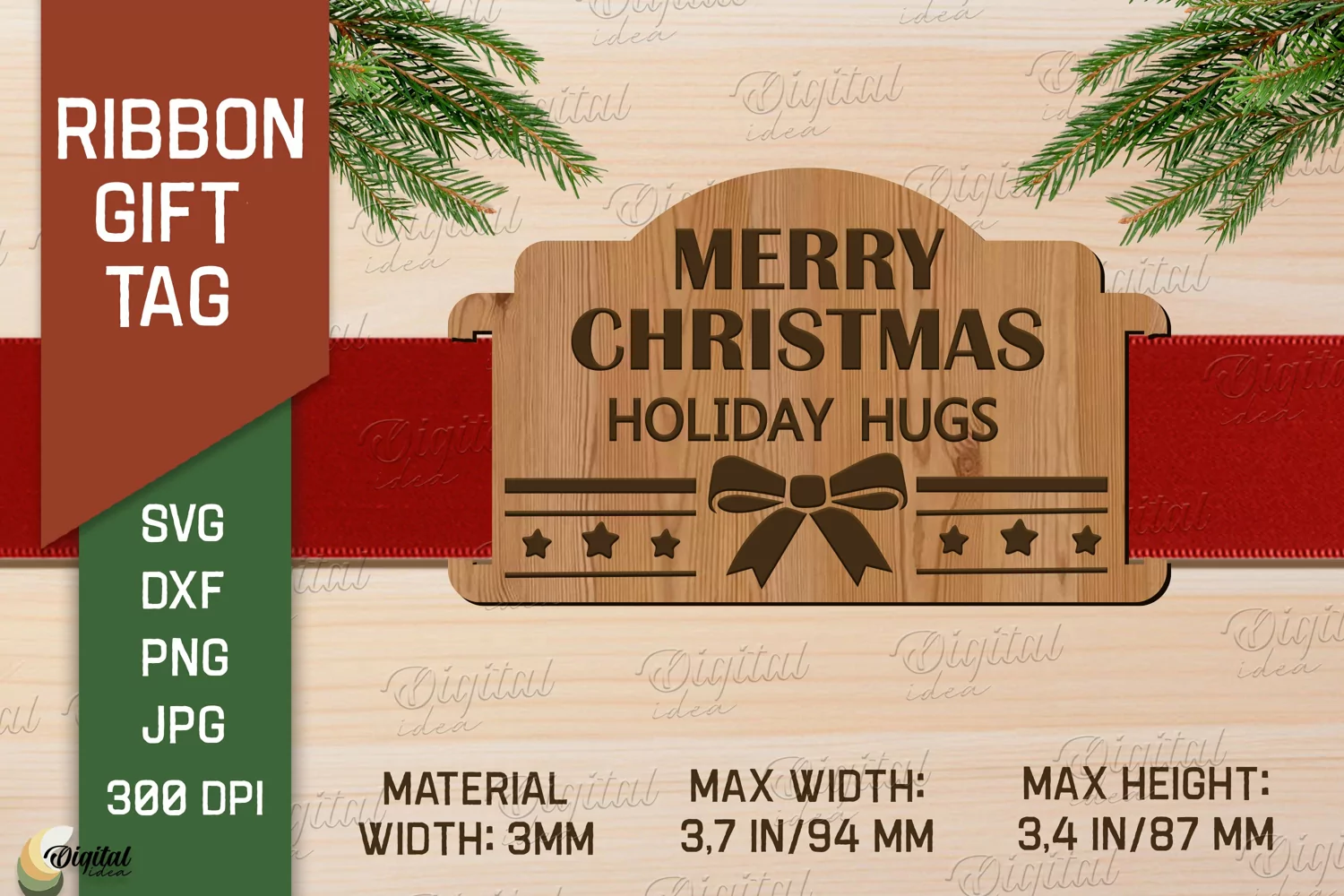 Christmas Quote SVG. Ribbon Gift Tag Laser Cut product image 1