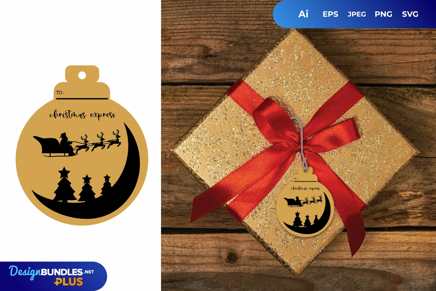 Christmas Santa Sleigh Gift Tag product image 1