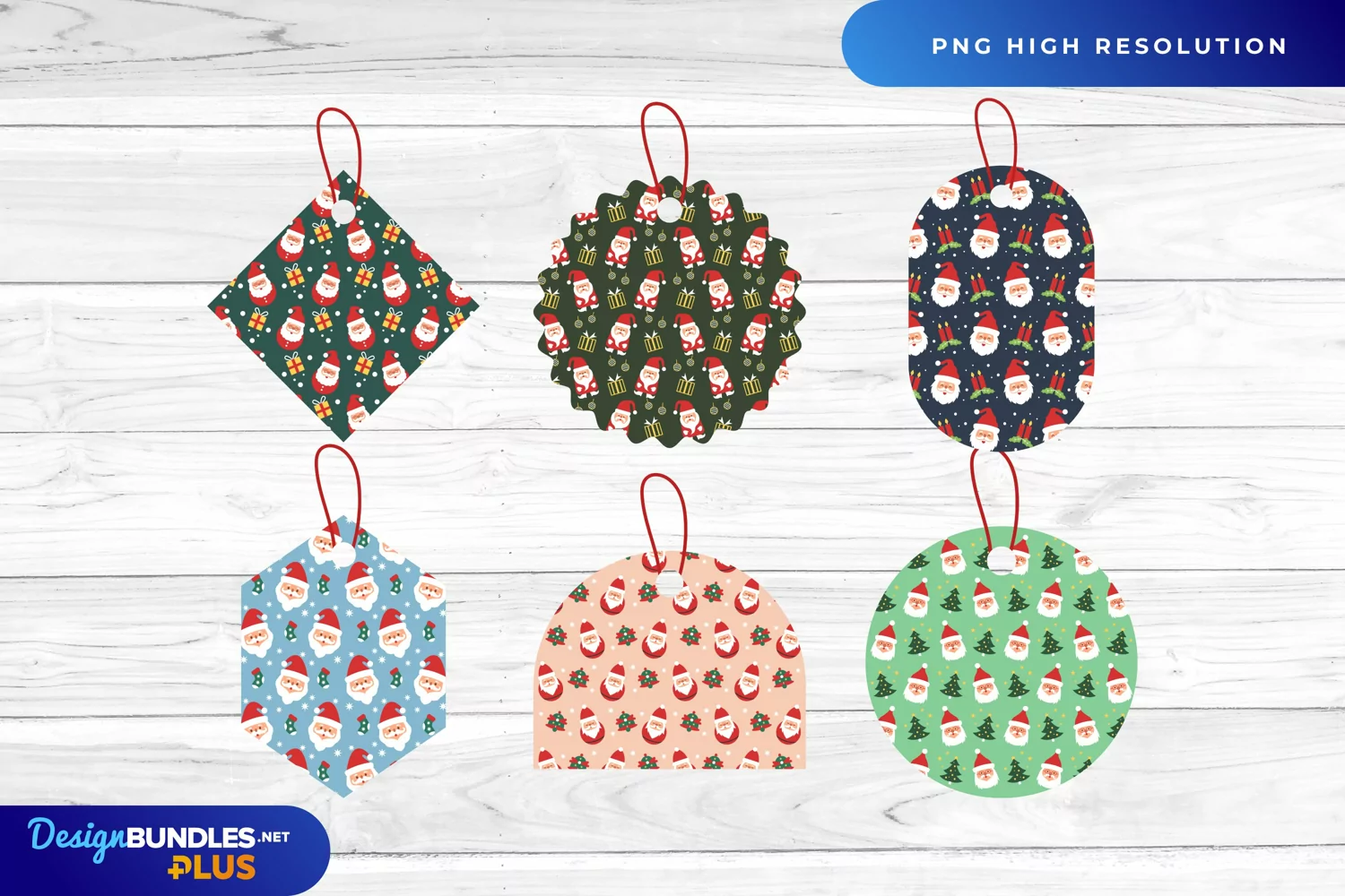 Christmas Santa Patterned Shaped Tags product image 1