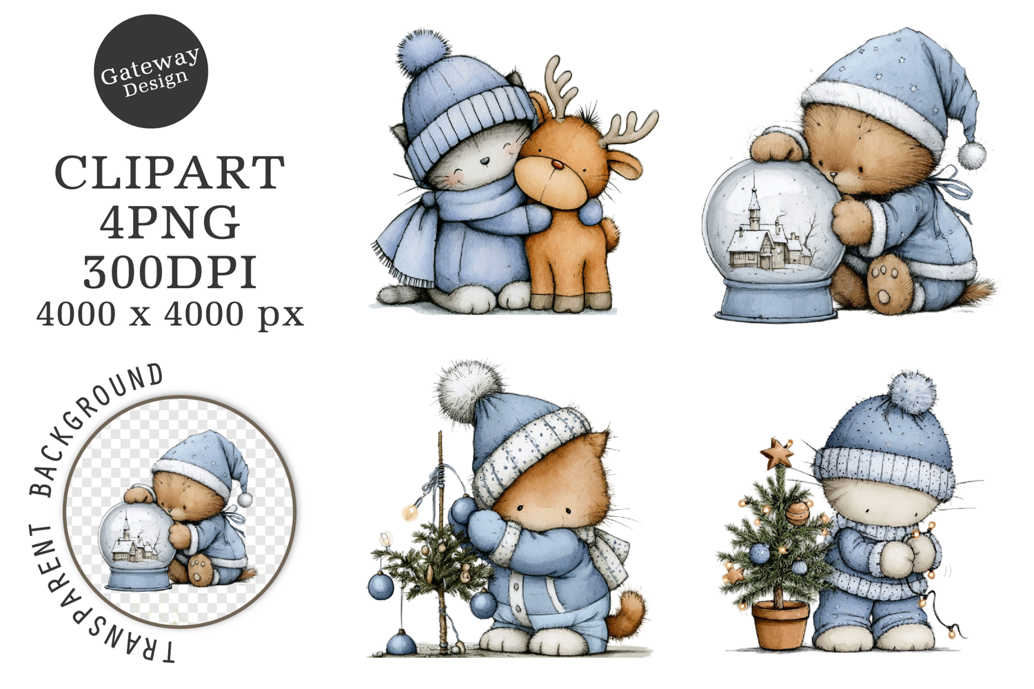 Christmas Santa Reindeer Clipart product image 1