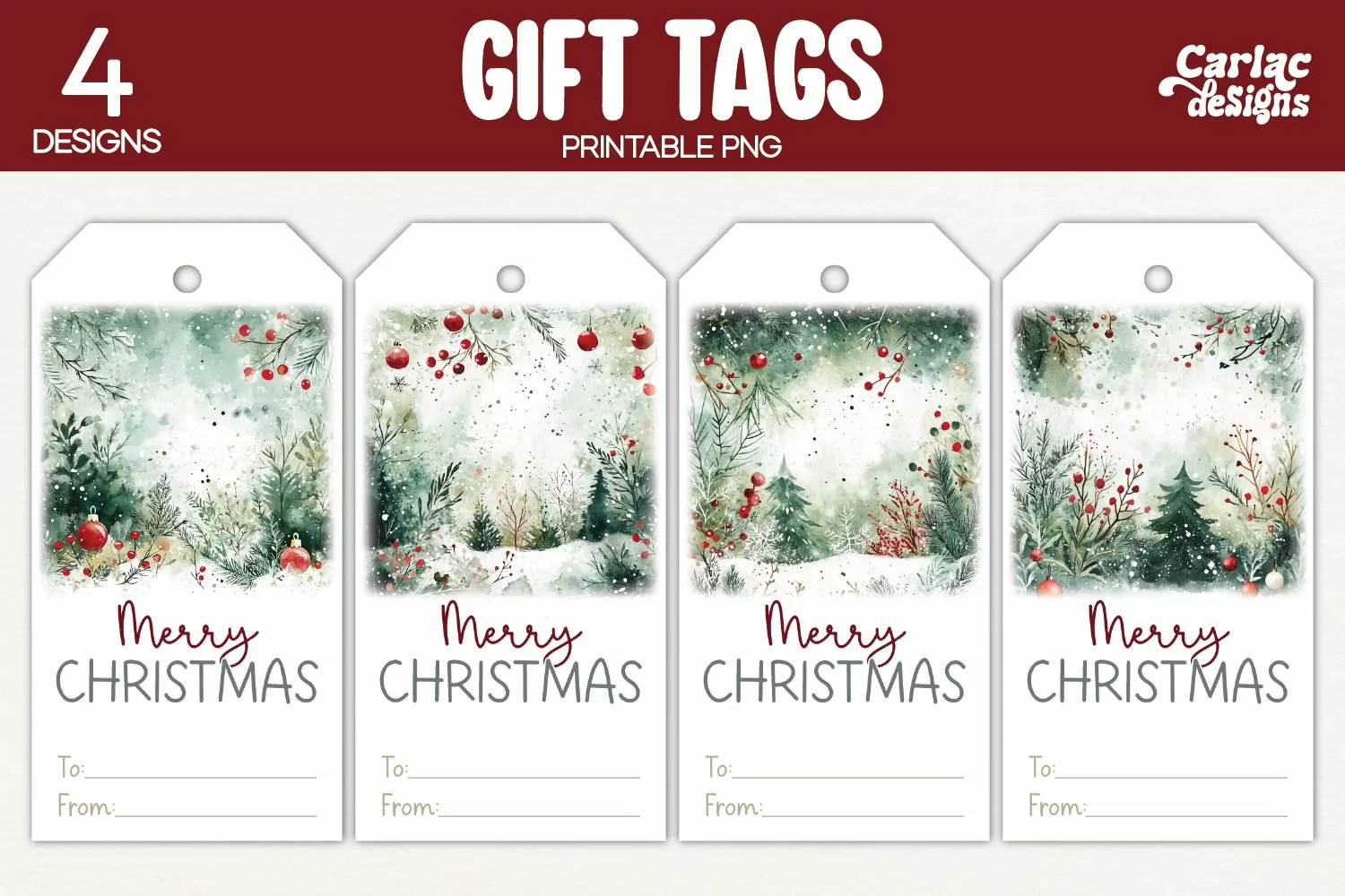 christmas scene gift tags