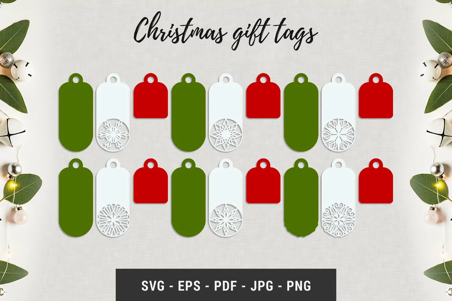 Christmas snowflake gift tags papercut templates | 6 designs product image 1