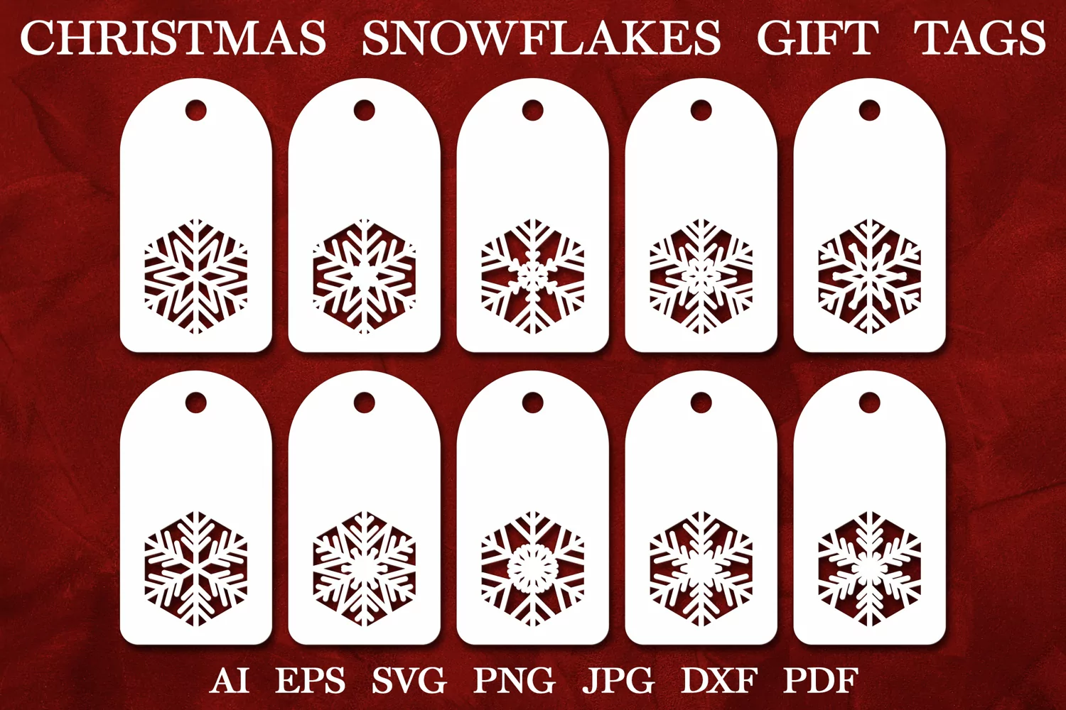 Christmas Snowflakes Gift Tags Template. Christmas Tags SVG product image 1