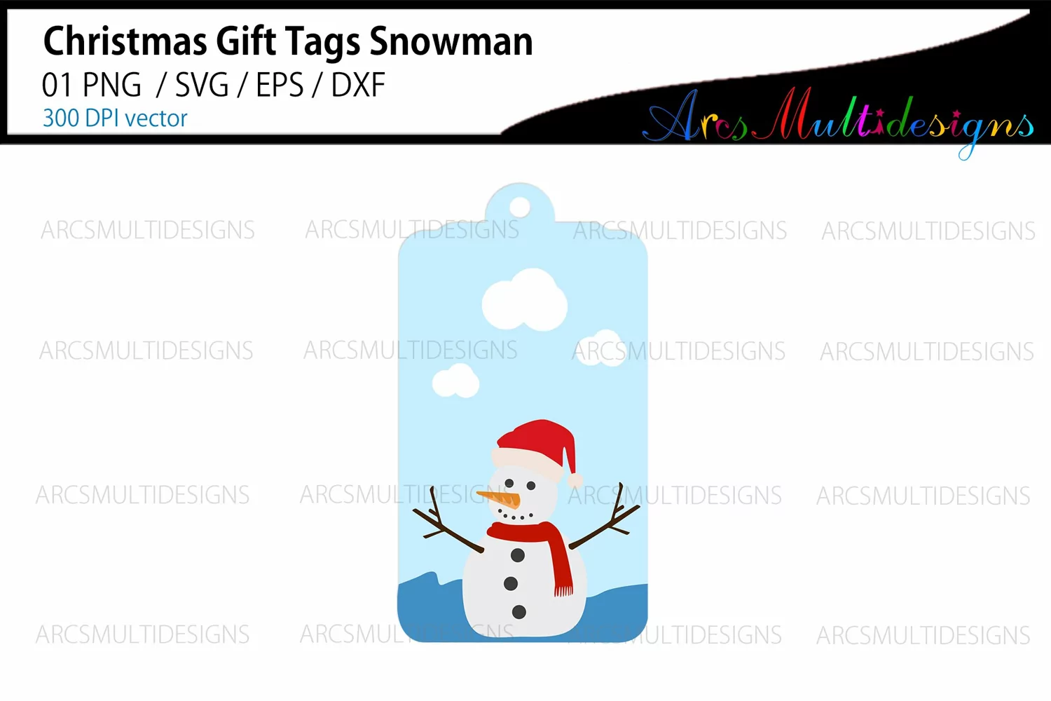 Christmas snowman SVG tag template product image 1