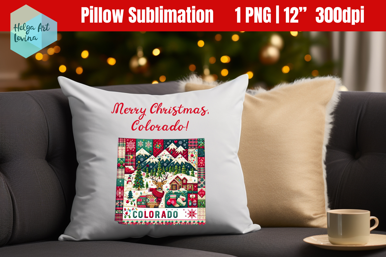 Christmas State Patchwork Sublimation, Pillow product image 1