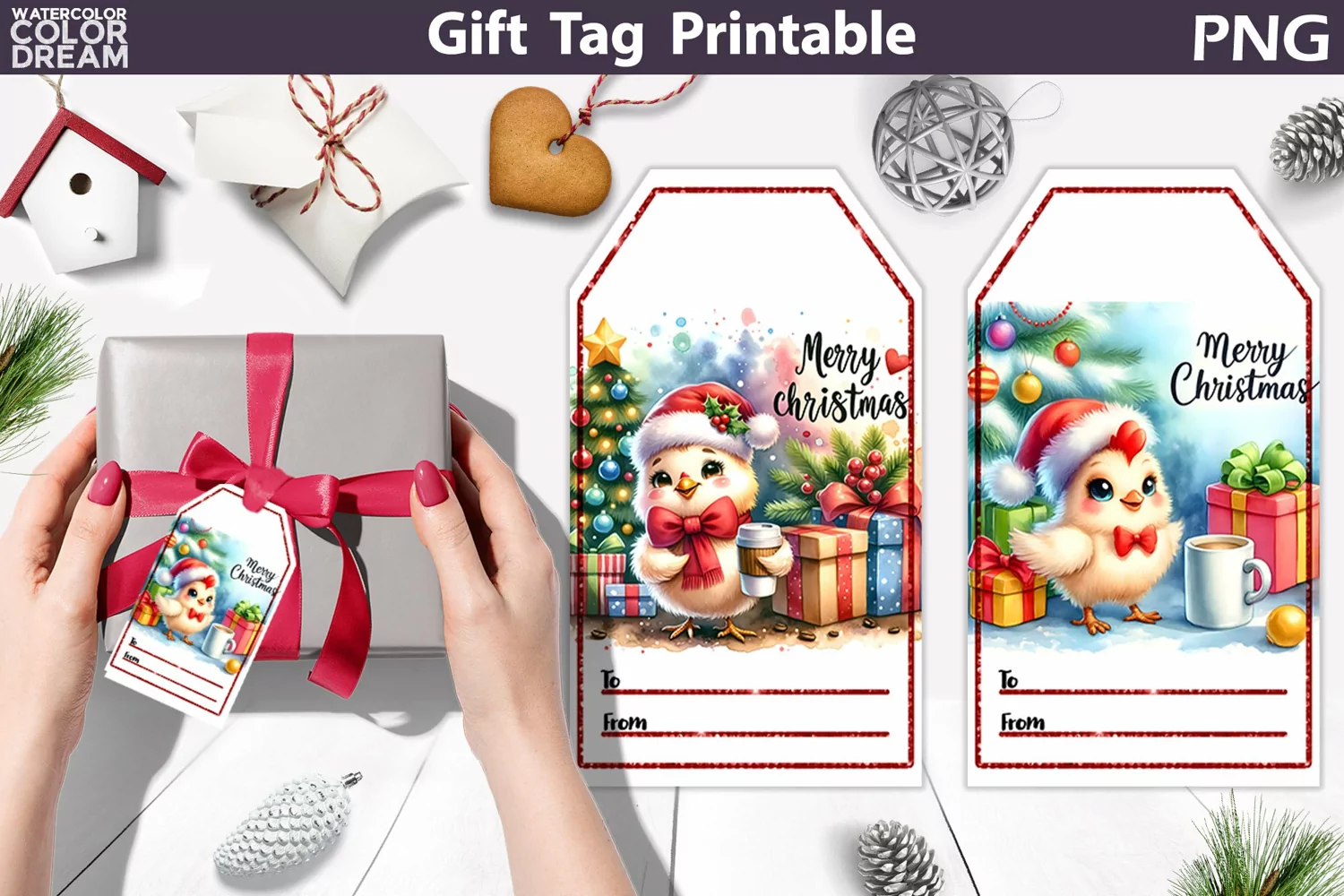Christmas Gift Tag | Christmas Chicken Gift Tag Printable product image 1