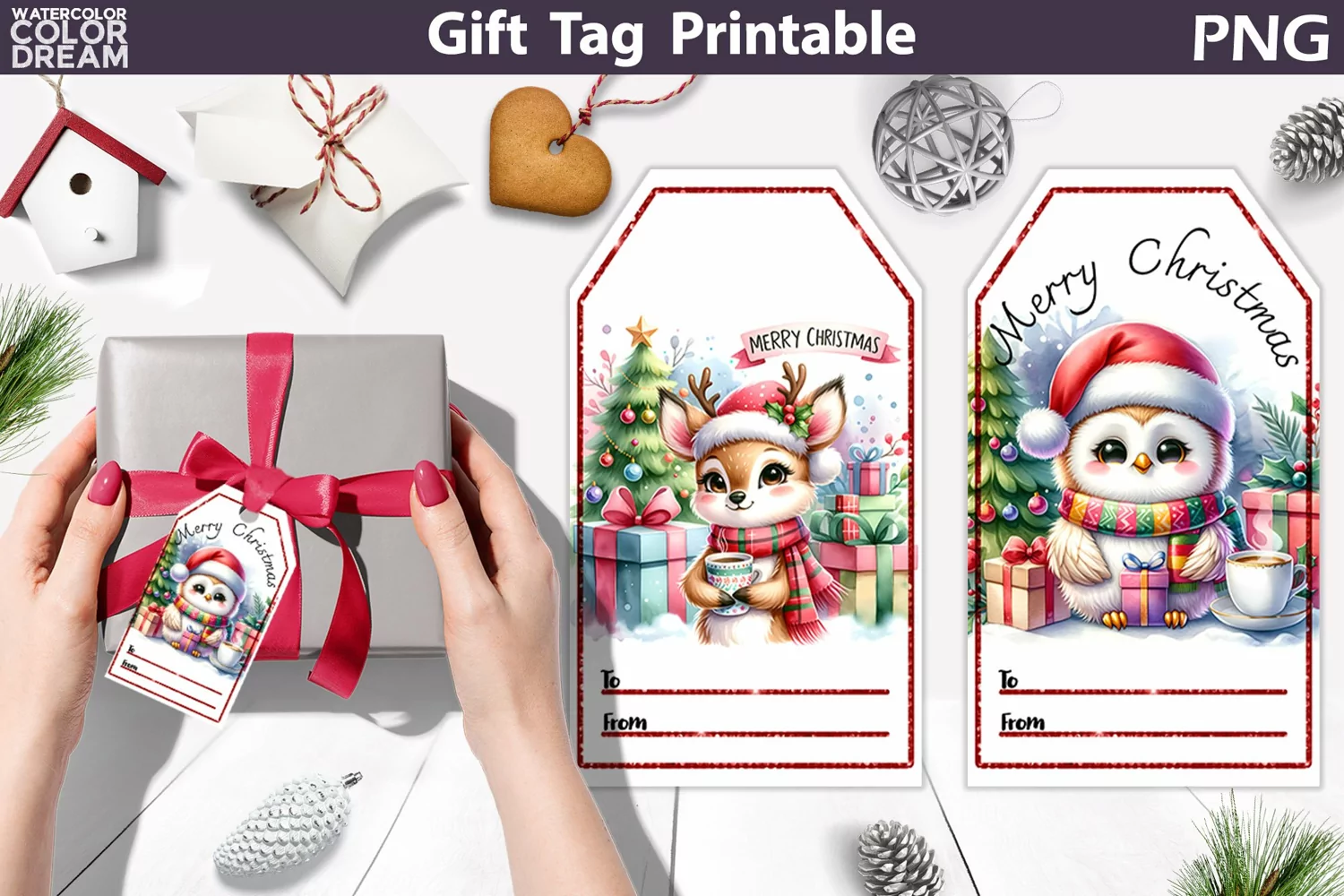 Christmas Gift Tag | Christmas Deer Gift Tag Printable product image 1