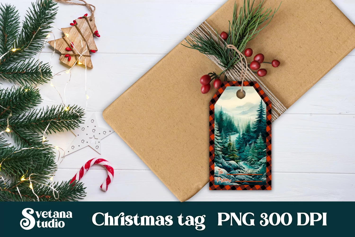 Christmas gift tag printable | Christmas winter forest tag