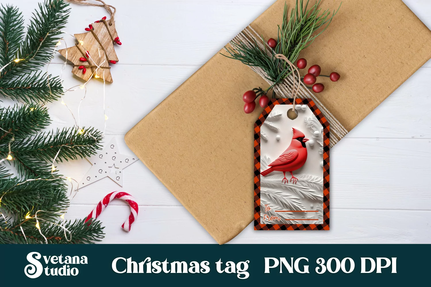 Christmas gift tags design | Cardinal gift tag
