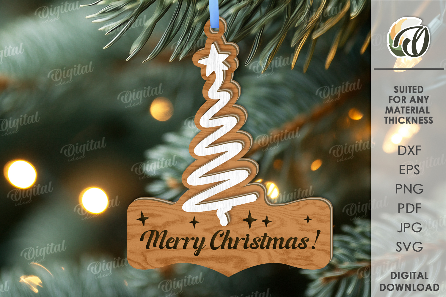Christmas Tag Laser Cut. Christmas Tree Decor SVG product image 1